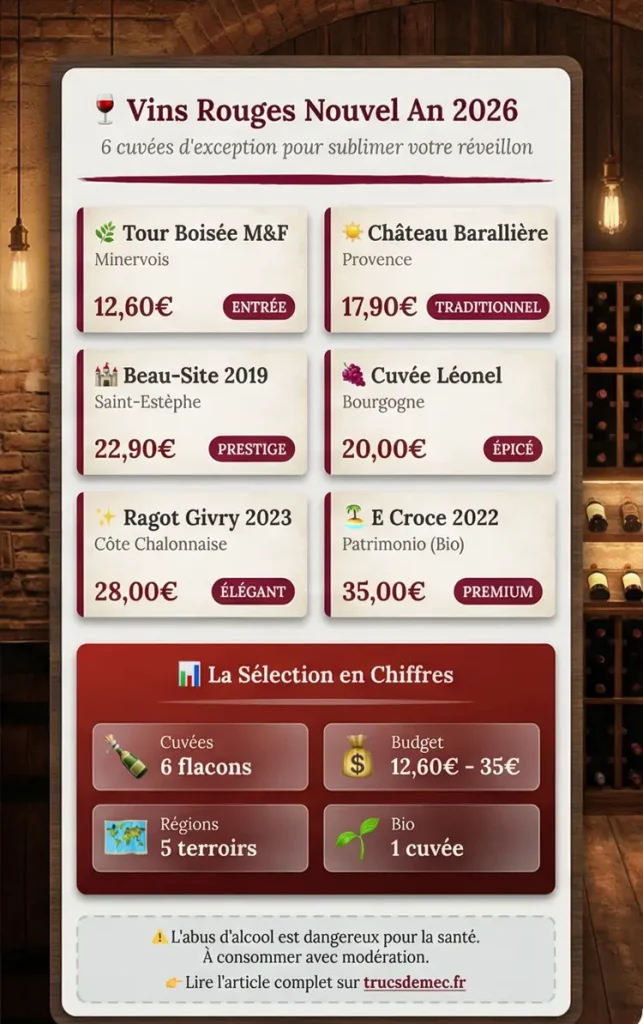 Infographie vins rouges du nouvel an 2026