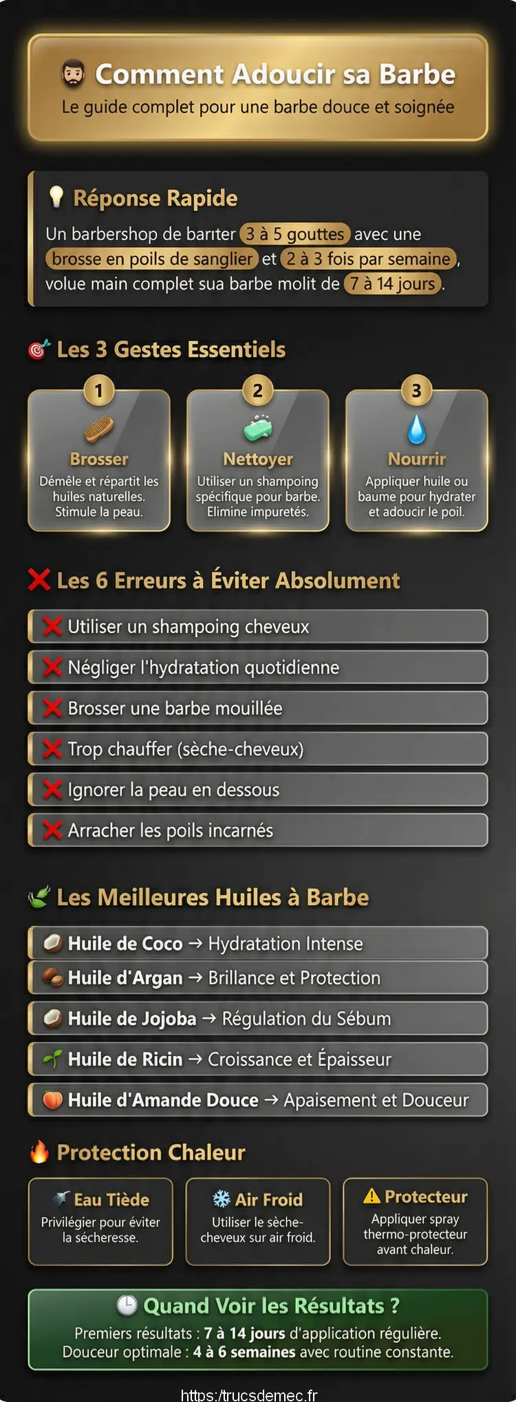 Infographie guide adoucir sa barbe