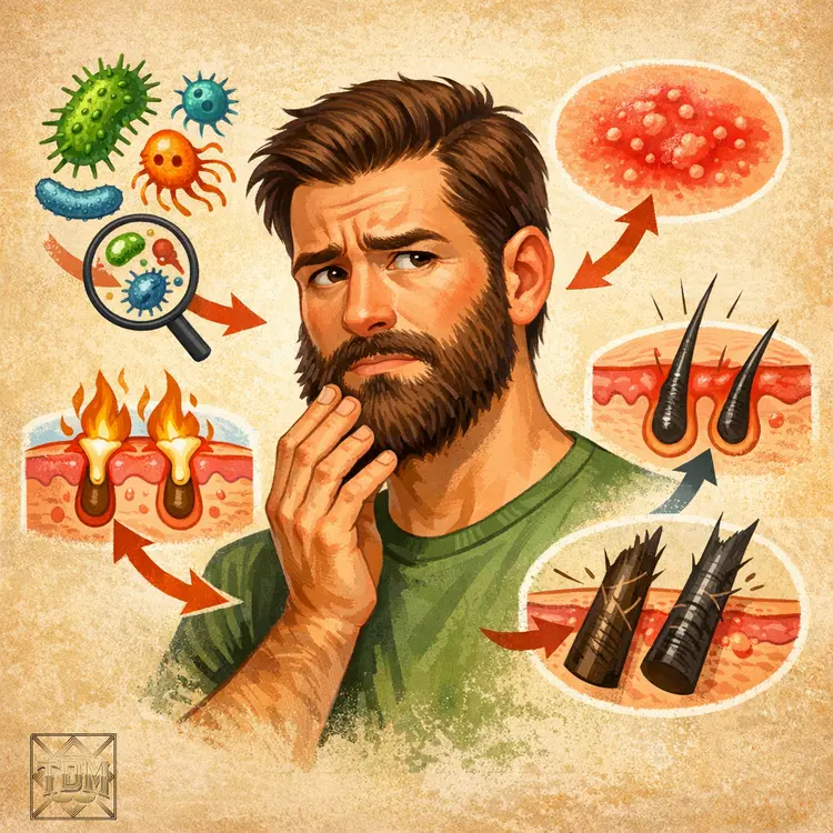 les amins infectent les poils et la peau du visage