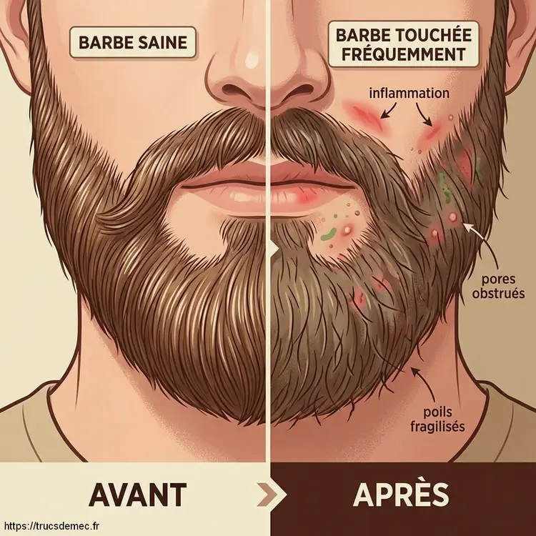 Comparaison barbe saine versus barbe touchée fréquemment irritée