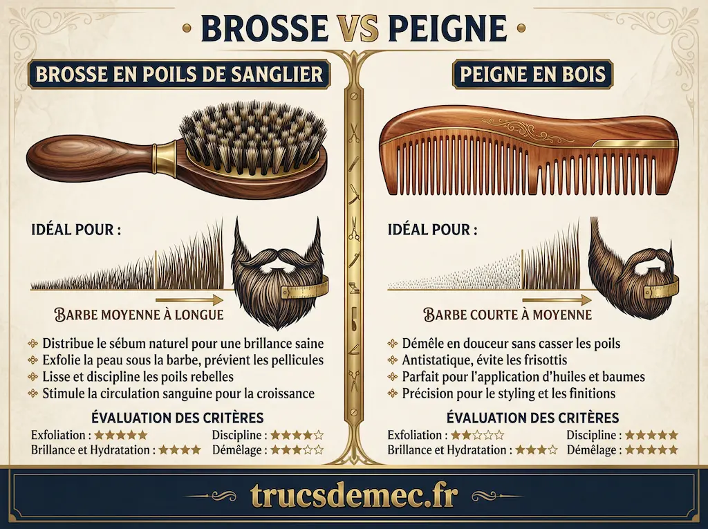 Peigne ou brosse à barbe : que choisir ?