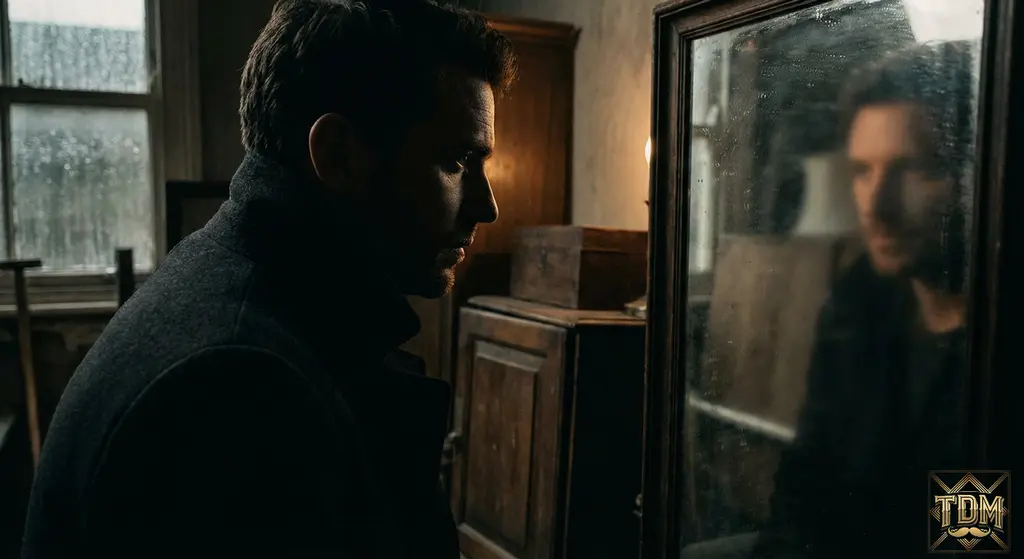 Silhouette masculine face au miroir symbolisant questionnement identité personnelle