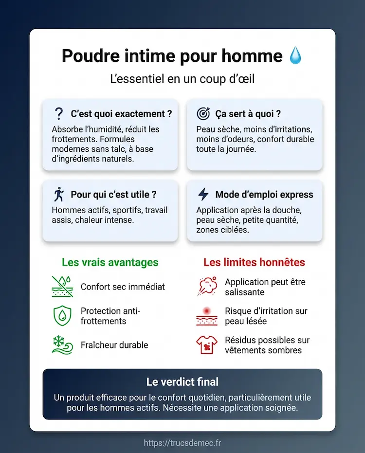 Infographie sur la poudre intime pour homme