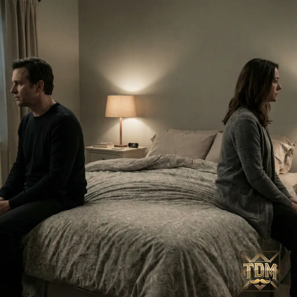 Homme et femme dos à dos lit