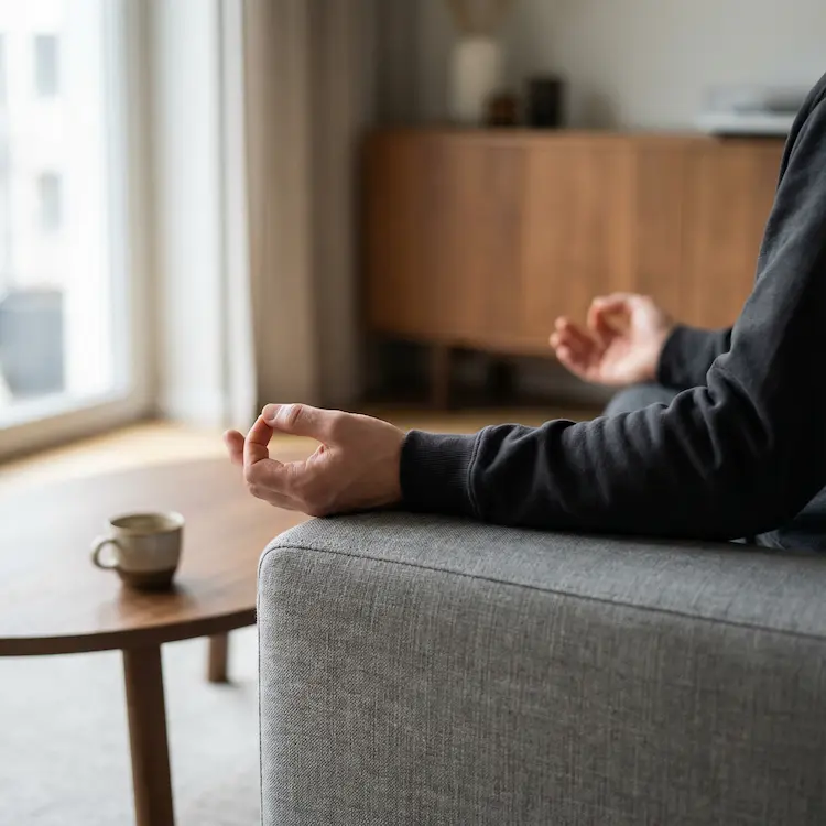 Mains en position méditation symbolisant le self‑control quotidien.