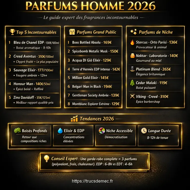 Guide des meilleurs parfums hommes 2026