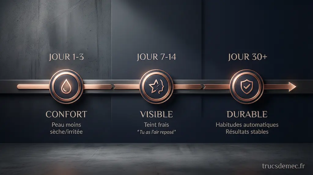 Infographie résultats d'une routine beauté après 40 ans