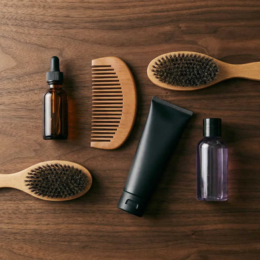 Kit d'entretien barbe : huile, peigne et shampoing