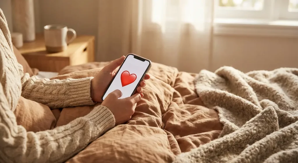 Message romantique sur smartphone avant un rendez-vous