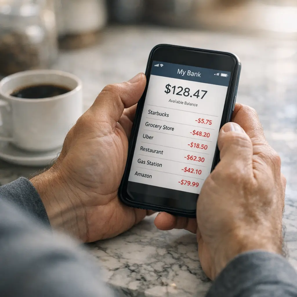 Homme consultant son application bancaire sur smartphone