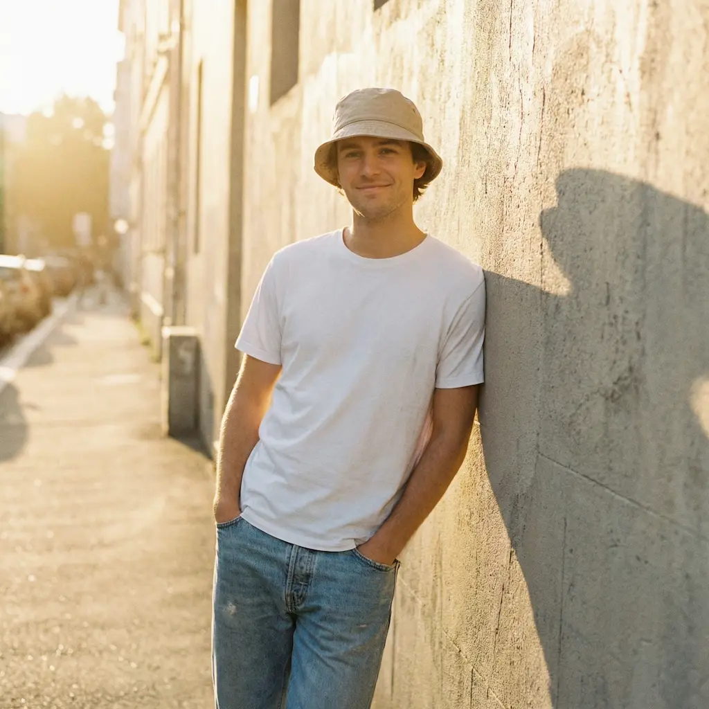 Homme décontracté portant un bob coton style casual