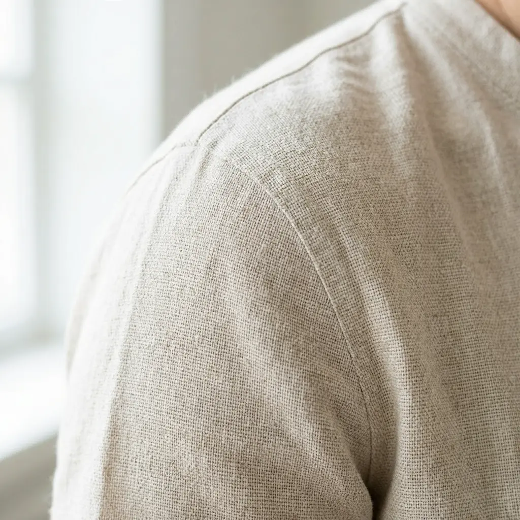 Texture détaillée d'un tissu en lin naturel