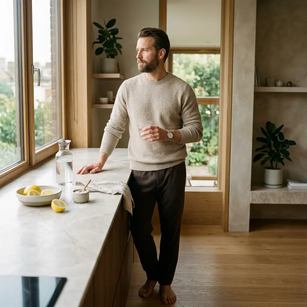Routine matinale premium avec verre d’électrolytes