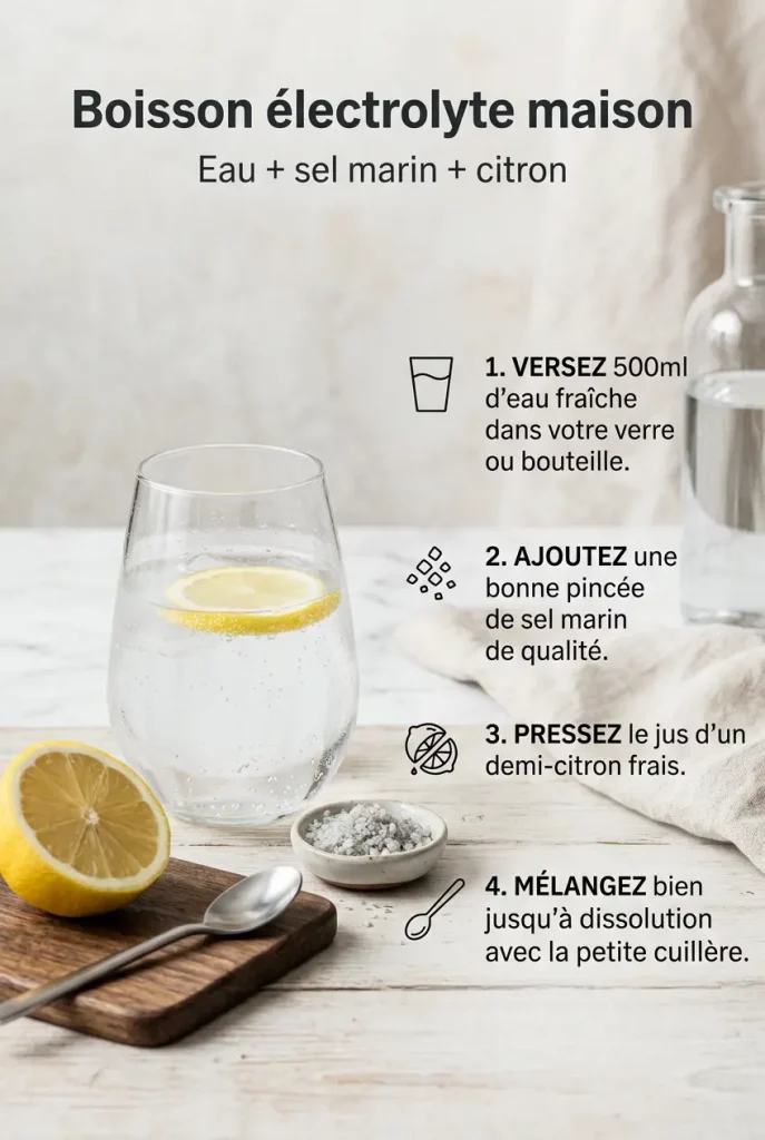Recette française de boisson électrolyte maison