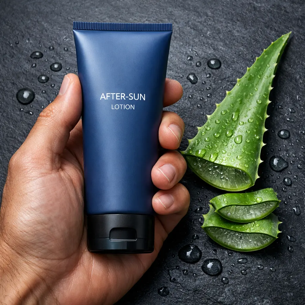  Produit après-soleil homme avec de l'aloé vera frais