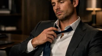 Homme élégant gérant son stress dans un bureau luxueux.