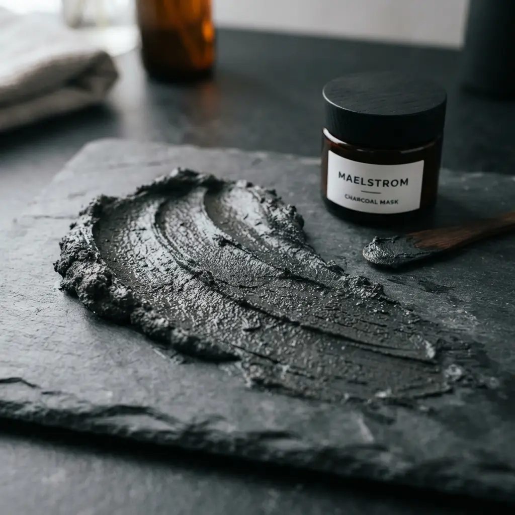 Texture de masque visage pour homme au charbon actif