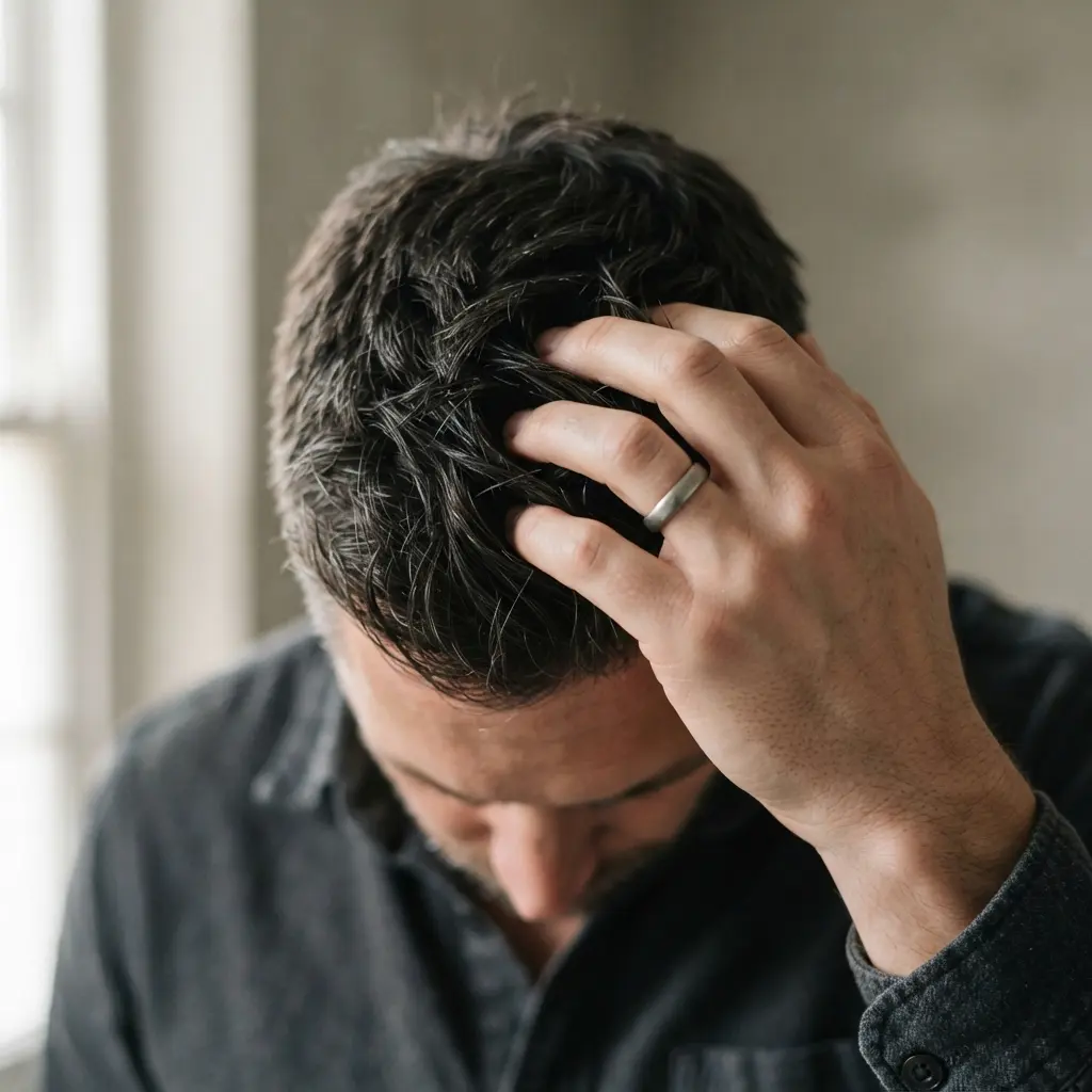 Homme applique un produit de coiffage dans ses cheveux