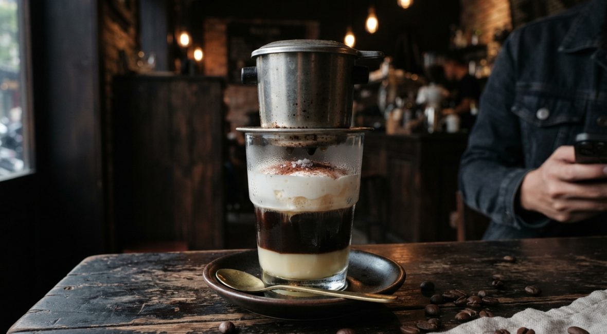 Verre de café salé vietnamien avec filtre Phin traditionnel