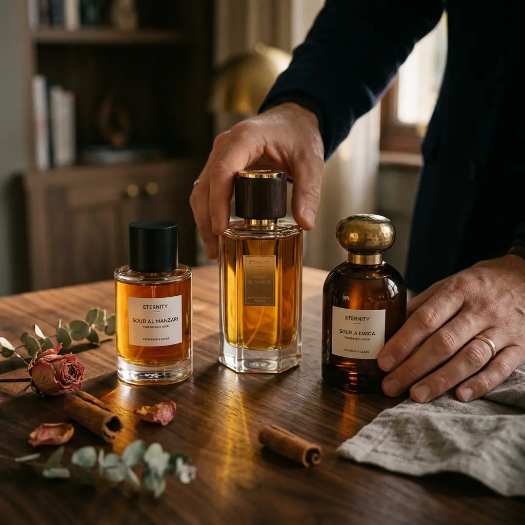 Trois flacons de parfum de niche premium