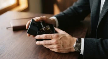 Homme choisissant un parfum femme en cadeau, ambiance élégante